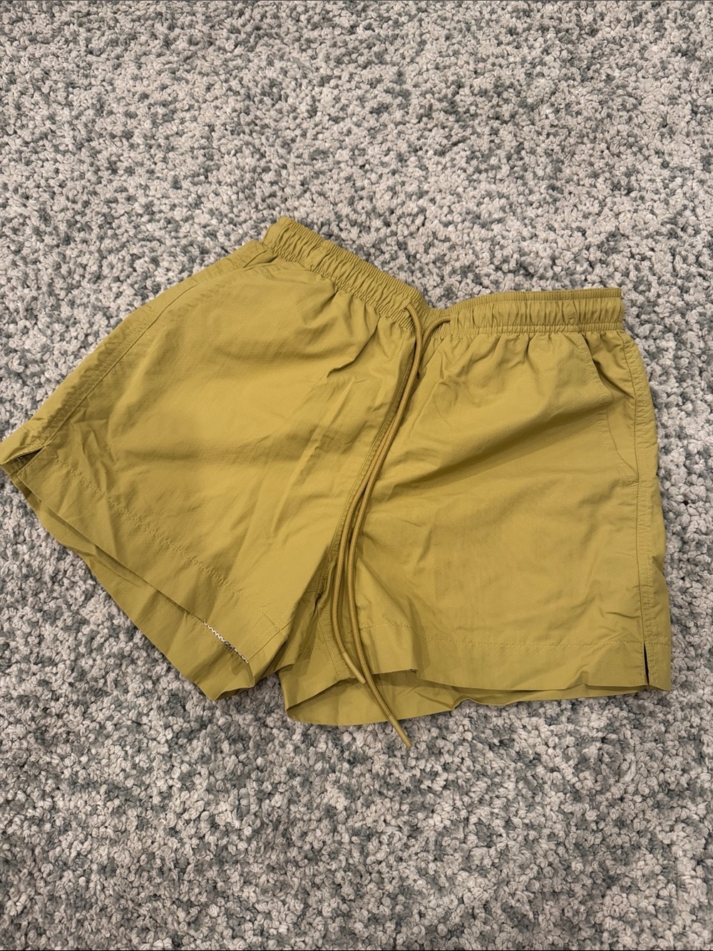 Men's Athletic Drawstring Shorts in Mustard Yellow